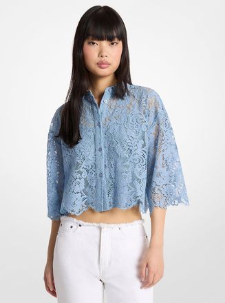 Michael Kors Corded Floral Lace Cropped Blouse