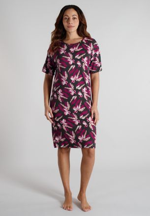 Tom Tailor Nachthemd TOM TAILOR, Damen, Gr. 36, N-Gr, rot, dunkel, allover, Single Jersey, Obermaterial: 95% Viskose, 5% Elasthan, Kleider Nachthemd, atmungsakti