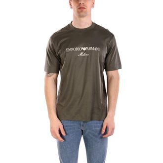 Emporio Armani T-shirt Logo Xaki - Heren - T-shirts - Grijs - L - Katoen - Tops