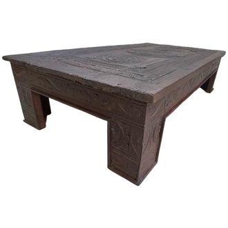 Wanderlust Deco Mesa de centro de madera acabado artesanal marr&oacute;n 149x82x37 cm