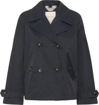 Part Two Klassieke Donkerblauwe Jas met Brede Kraag - Dames - Trenchcoats - Blauw - M - Jassen