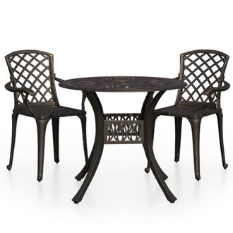 Berkfield Home 3 Piece Bistro Set Cast Aluminium Bronze in Brown