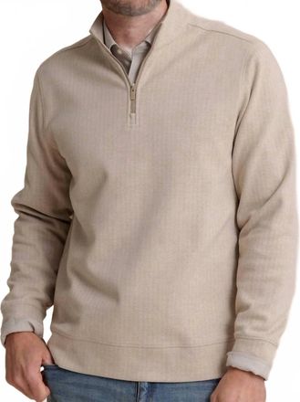 Southern Tide Adler Lane Quarter Zip Sweatshirt In Sandstone Khaki