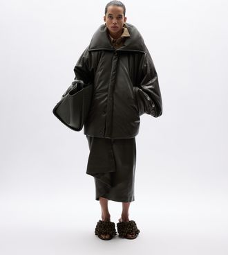 Bottega Veneta Shiny Leather Puffer Jacket - Green - Women - 2