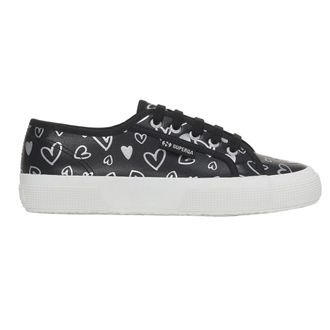 Superga Dames/Dames Hearts Vegan Leren Trainers (Zwart/Zilver)