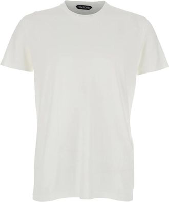 Tom Ford Cotton Silk SS T-Shirt - Heren - T-shirts - Wit - M - Katoen - Tops