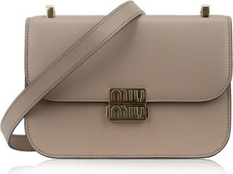 Miu Miu Cross Body Bags, female, Beige, ONE SIZE, Leather Shoulder Bag with Snap Closure