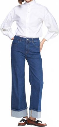Vilagallo Wide Leg Cuffed Pant In Denim