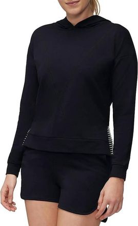 Three Dots Contrast Trim Cotton Hoodie In Black