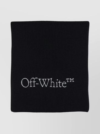 Off-white virgin wool logo-knit scarf