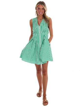 Entro Feeling Fabulous Gingham Mini Dress In Green