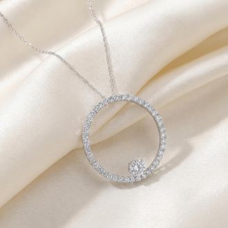 Pompeii3 1 1/2ct Circle Of Life Diamond Pendant 14K White Gold