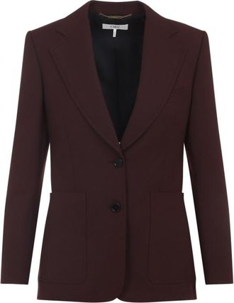 Chlo&eacute; Purple Pocket Button Blazer