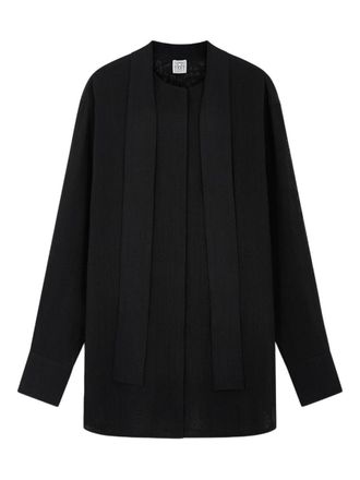 Toteme Viscose-Wool with Integrated Scarf Blouse - Black