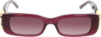 Balenciaga Dynasty Rechthoekige Zonnebril - Dames - Accessoires - Rood - Maat: ONE Size Nylon