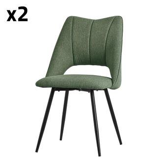 ML Design Sillas de comedor, set de 2, verde, cubierta de tela