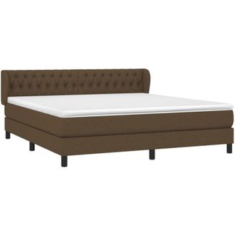 vidaXL Vidaxl - Cama Box Spring Con Colch&oacute;n Tela Marr&oacute;n Oscuro 180x200 Cm