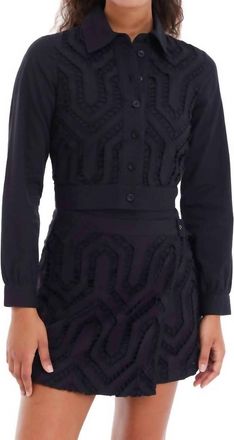 Allison New York Diamond Cropped Shacket In Black