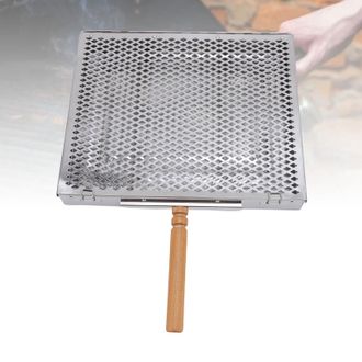 Infinite Cesta Parrilla Port&aacute;til De Acero Inoxidable Con Separadores Extra&iacute;bles Para Pescado, Carne Y Verduras. Mango De Madera. Dimensiones: 30,5 X 4 X 25,5 C