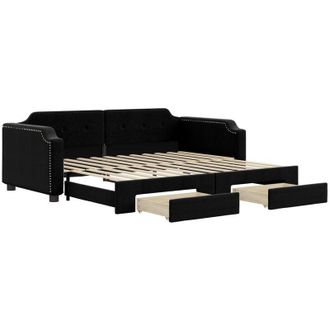 vidaXL Sof&aacute; Cama Nido Con Cajones Tela Negro 80x200 Cm Vidaxl