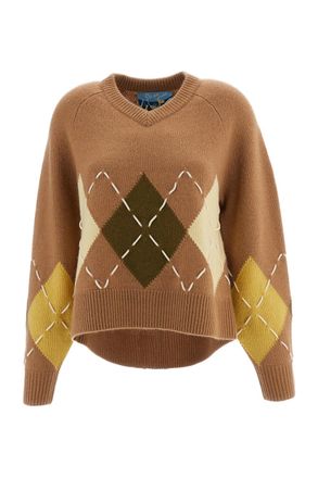 arch4 Beige Sloane Argyle Cashmere Crewneck Sweater