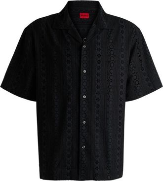 HUGO BOSS Oversize-fit shirt in cotton broderie anglaise