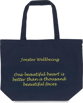 Generic Joester Wellbeing - Cotton/Canvas Tote Bag. (Quote 8: One beautiful heart is better than a thousand beautiful faces, Midnight Blue)