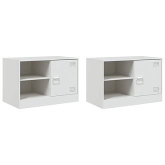 Berkfield Home TV Cabinets 2 pcs White 67x39x44 cm Steel | Size: 67 x 39 x 44 cm
