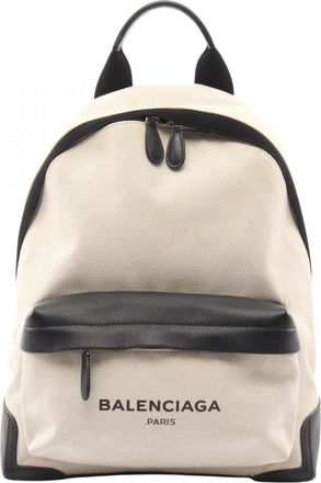 Balenciaga Black White Canvas Leather Backpack (Pre-Owned)