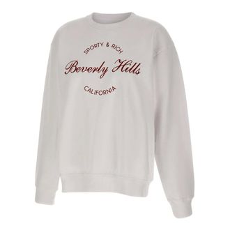 Sporty & Rich Sweatshirts, female, White, Size: M Beverly Script Crewneck