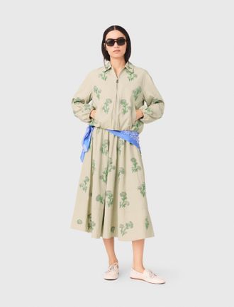 Maje Embroidered Technical Bomber Jacket - Beige - Maje