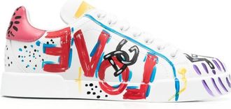 Dolce & Gabbana Witte Portofino Sneakers - Dames - Sneakers - Wit - 37 EU - Leer - Schoenen