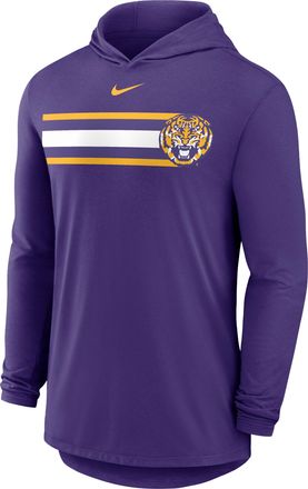 Nike LSU Primetime Pattern Nike Mens Dri-FIT College Long-Sleeve Hooded T-Shirt in Purple | 01NB51LLSN-CZH