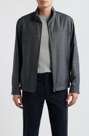 Canali Reversible Water Repellent Wool Jacket in Charcoal at Nordstrom, Size 42 Us