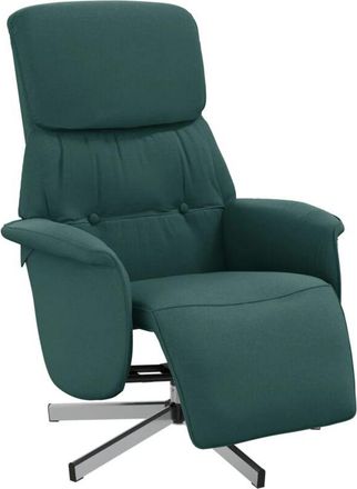 vidaXL Sillón reclinable con reposapiés tela verde oscuro Vidaxl