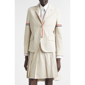 Thom Browne Tricolor Armband Relaxed Fit Cotton Sport Coat in Beige at Nordstrom, Size 00 Us