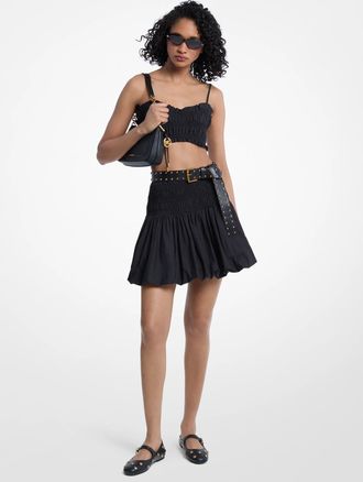 Michael Kors Cotton Smocked Bubble Skirt