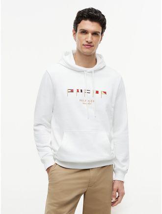 Tommy Hilfiger Mens Embroidered Nautical Flag Hoodie - White - XXXL