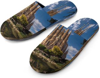 Generic Sagrada Familia Mens Cozy Memory Foam Slippers Warm Cotton House Shoes Comfy Slipper for Indoor Outdoor