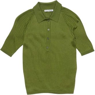 Acne Studios Ribbed Silk Polo With Classic Collar