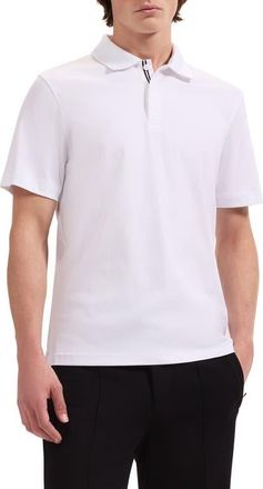 Bugatchi Three Button Performance Polo in White at Nordstrom, Size Xxx-Large
