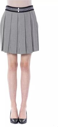 Byblos Houndstooth Pliss&eacute; Minirok - Dames - Korte rokken - Zwart - XS - Rokken