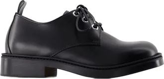 Alexander McQueen Mens Lace-Up Calfskin Derby Black