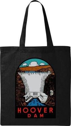 Generic Dam Nevada Retro Poster Natural Ecological Cotton Tote Bag Black