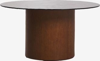 Sklum Mesa De Centro Redonda &Oslash;80 Cm En Vidrio Templado Y Mdf Asgri Sklum