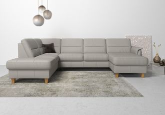 HOME AFFAIRE Wohnlandschaft »Palmera U-Form, B: 308 cm« optional Bettfunktion & Bettkasten, Federkern