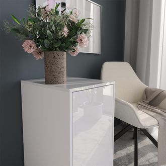 Vicco Aparador Sherry, Blanco, 40.2 X 76.2 Cm Con Tapa De Contenedor, Vicco