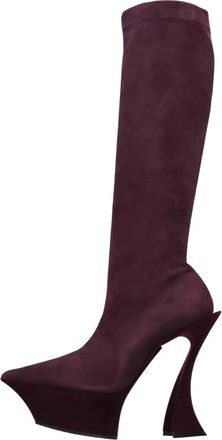 MUGLER Bordeauxlaarzen - Dames - Laarzen met Hak - Rood - 40 EU - Leer - Schoenen