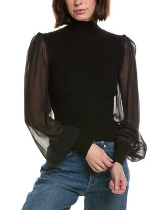 Frame Denim FRAME The Sheer Sleeve Wool & Silk Top