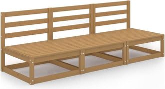 vidaXL Sof&aacute; De Jard&iacute;n De 3 Plazas Marr&oacute;n Miel Madera Maciza De Pino Vidaxl